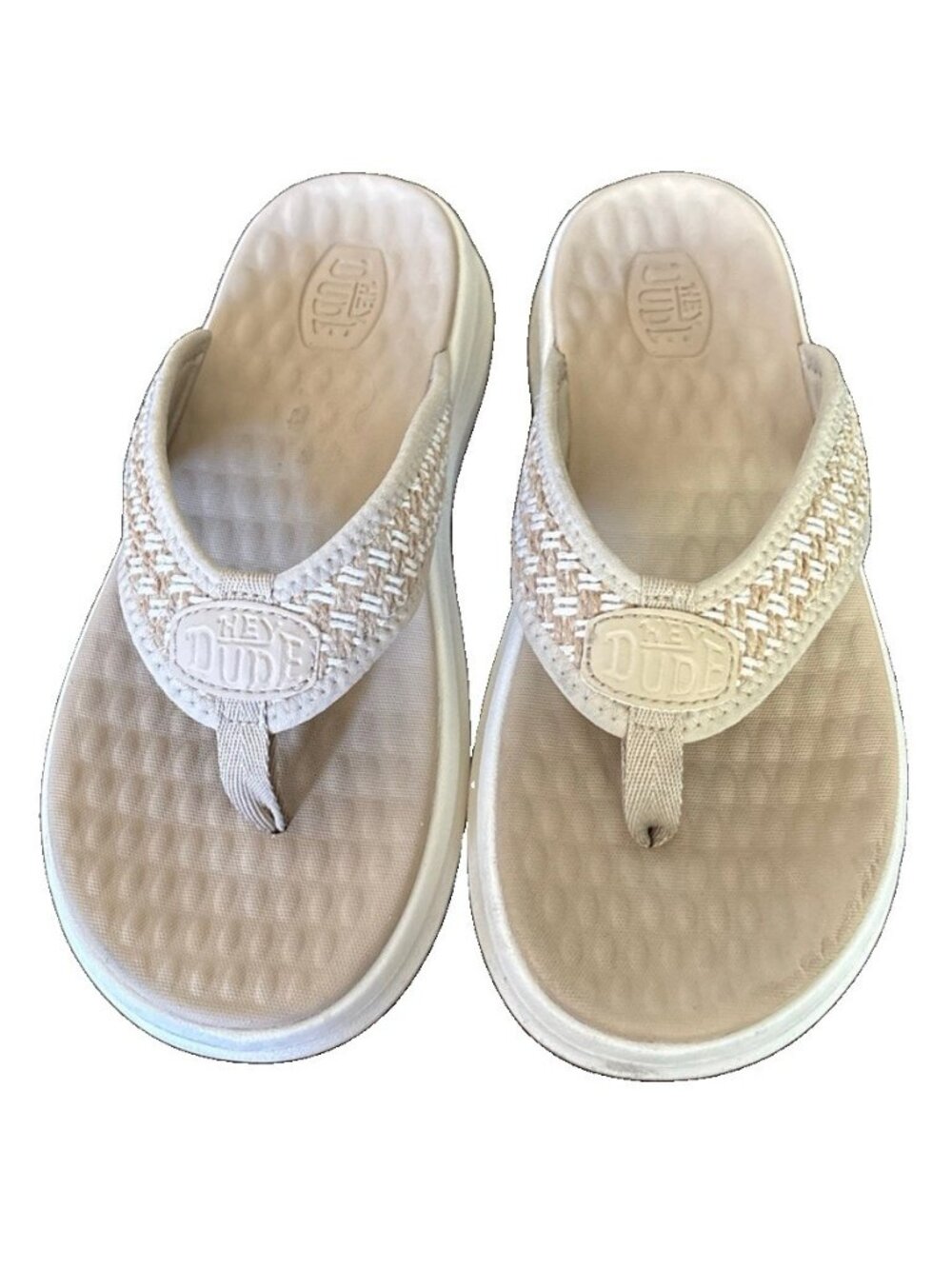 Hey Dude Tide Flip Flop Irish Cream/White Women’s Size 8